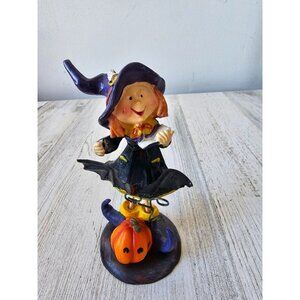 Halloween witch bat pumpkin figurine village decor statue‎ reading as is